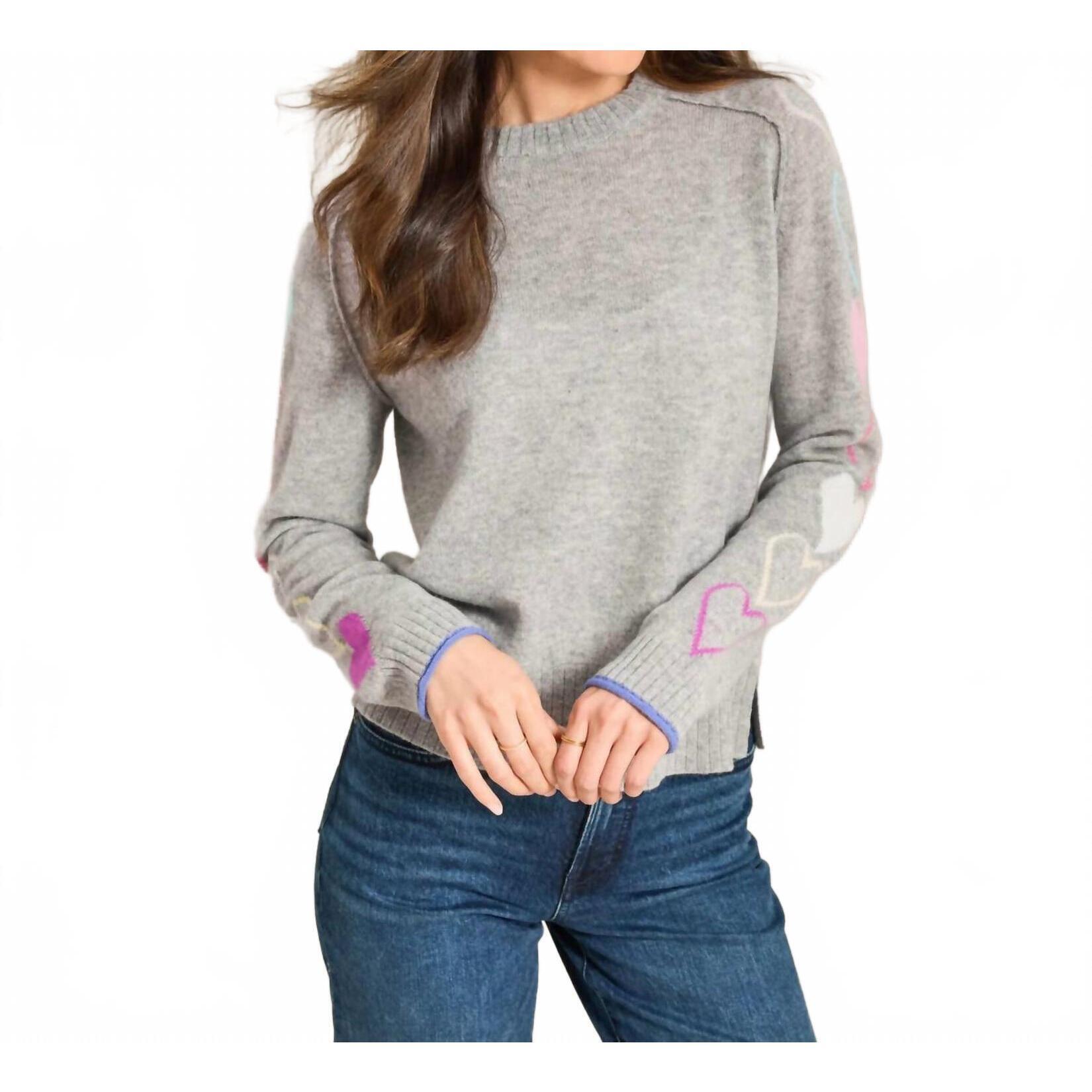 New Alashan Cashmere Cashmere Hearts And Hugs Crew Neck Sweater In Harbor